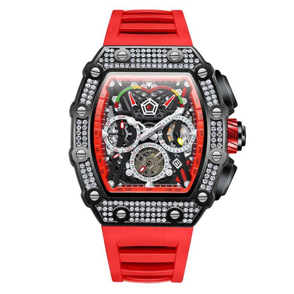 ONOLA Luxury Diamond Mechanical Wristwatches Fashion Sports Square Date Waterproof Automatic Man Watch Men Military Watch Clock