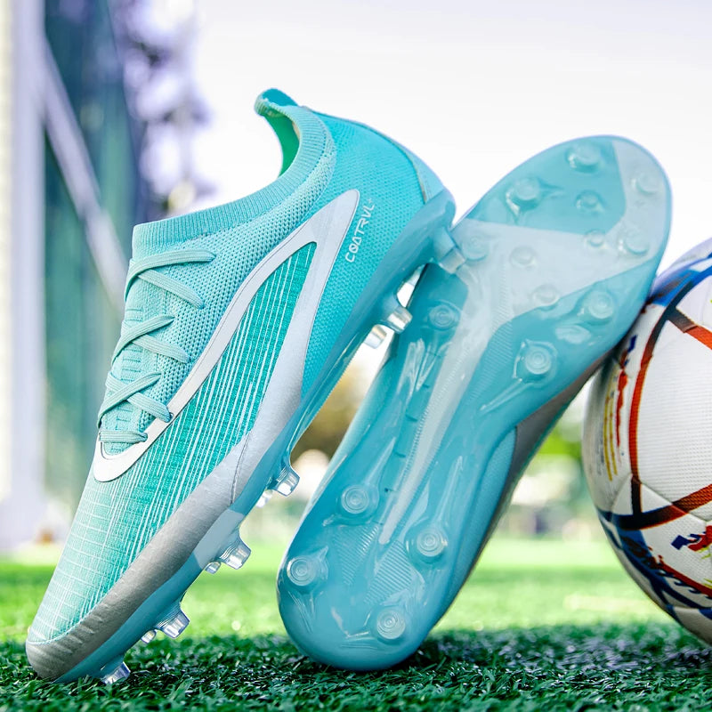 Nuove scarpe da calcio da uomo per esterno, traspiranti, antiscivolo, con tacchetti lunghi, per allenamento e partita, comode anche per ragazzi