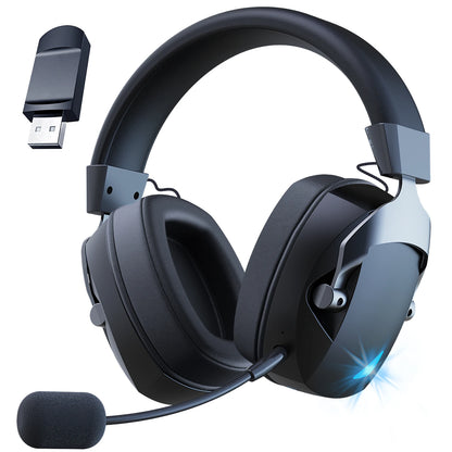 Acinaci 2.4GHz kabelloses Gaming-Headset für PS5 PS4 PC Switch – Bluetooth-Gaming-Kopfhörer mit Mikrofon, tiefem Bass und Ohrpolstern aus Memory-Schaum