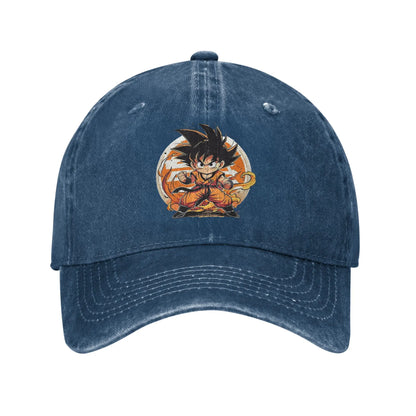 DBZ Little Kakarot Baseball Cap Casual Distressed Cotton Dragon Ball Sun Cap for Men Women Outdoor Adjustable Fit Hats Cap