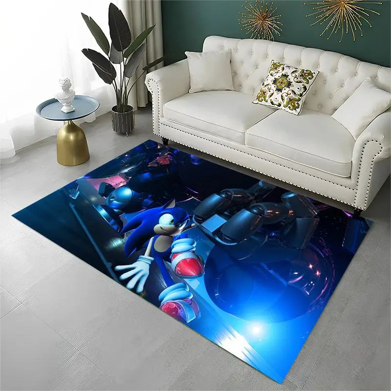 Classic Game S-Sonic Cartoon Non-Slip Area Rug for Living Room,Bedroom,Playroom,Soft Carpet Floor Mat Home Decor Rug Kids Room