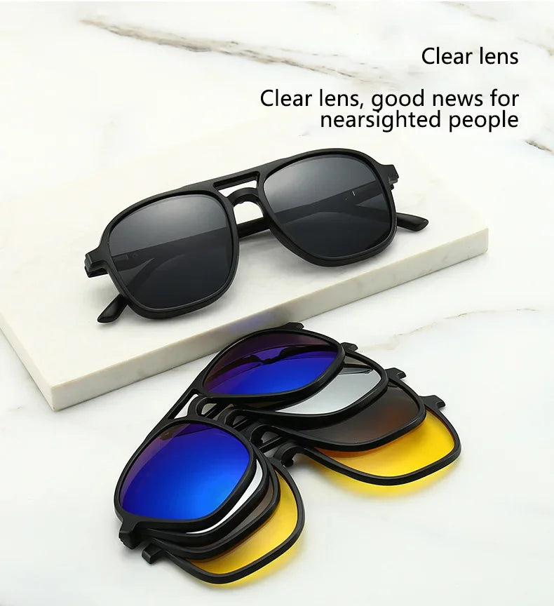 2026 Mirror Magnetic Attraction Polarized Sunglasses 2 Iin 1 Clip Cycling Glasses Dazzling Men Double-Barreled Glasses Women
