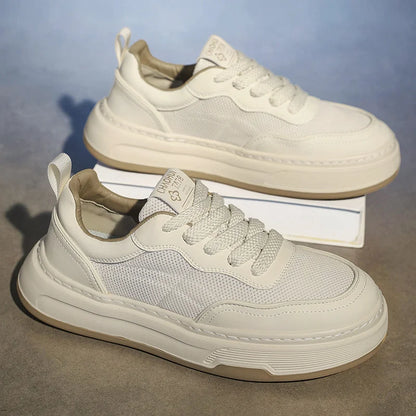 Ultraleichte atmungsaktive Mesh-Sneaker für Herren 2025 – modische Freizeitschuhe mit dicker Sohle, komfortable Schnür-Trainer für tägliche Spaziergänge