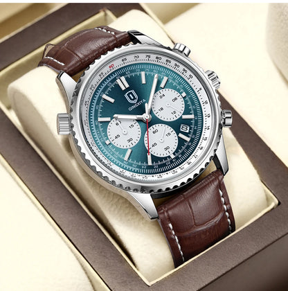 QINGXIYA Luxury Man Watch Quartz Waterproof Luminous Date Chronograph Leather Men Wristwatch Military Sports Men's Watches Reloj