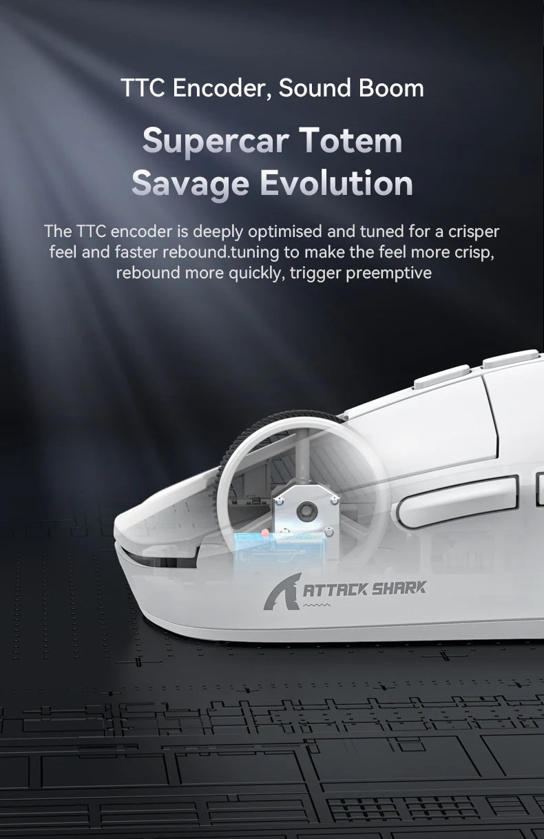 Attack Shark X6 Lightweight Wireless Gaming Mouse with 3 Mode Up to 26K DPI RGB Backlight Charging Base for Laptop Desktop
