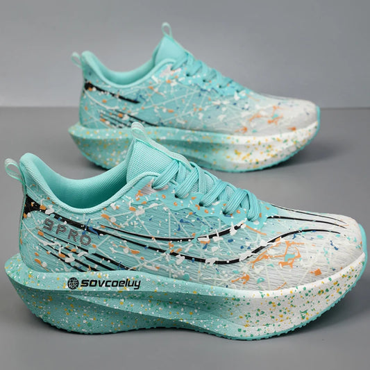Men Running Shoes Carbon Board Marathon Cushion Mens Sports Breathable Lightweight Women Comfortable Athletic Nonskid Sneakers