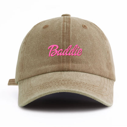 1pc Baddie Print Washed Baseball Cap for Adults,  Minimalist Retro Style Casual Soft Adjustable Dad Hat, Perfect As Gift