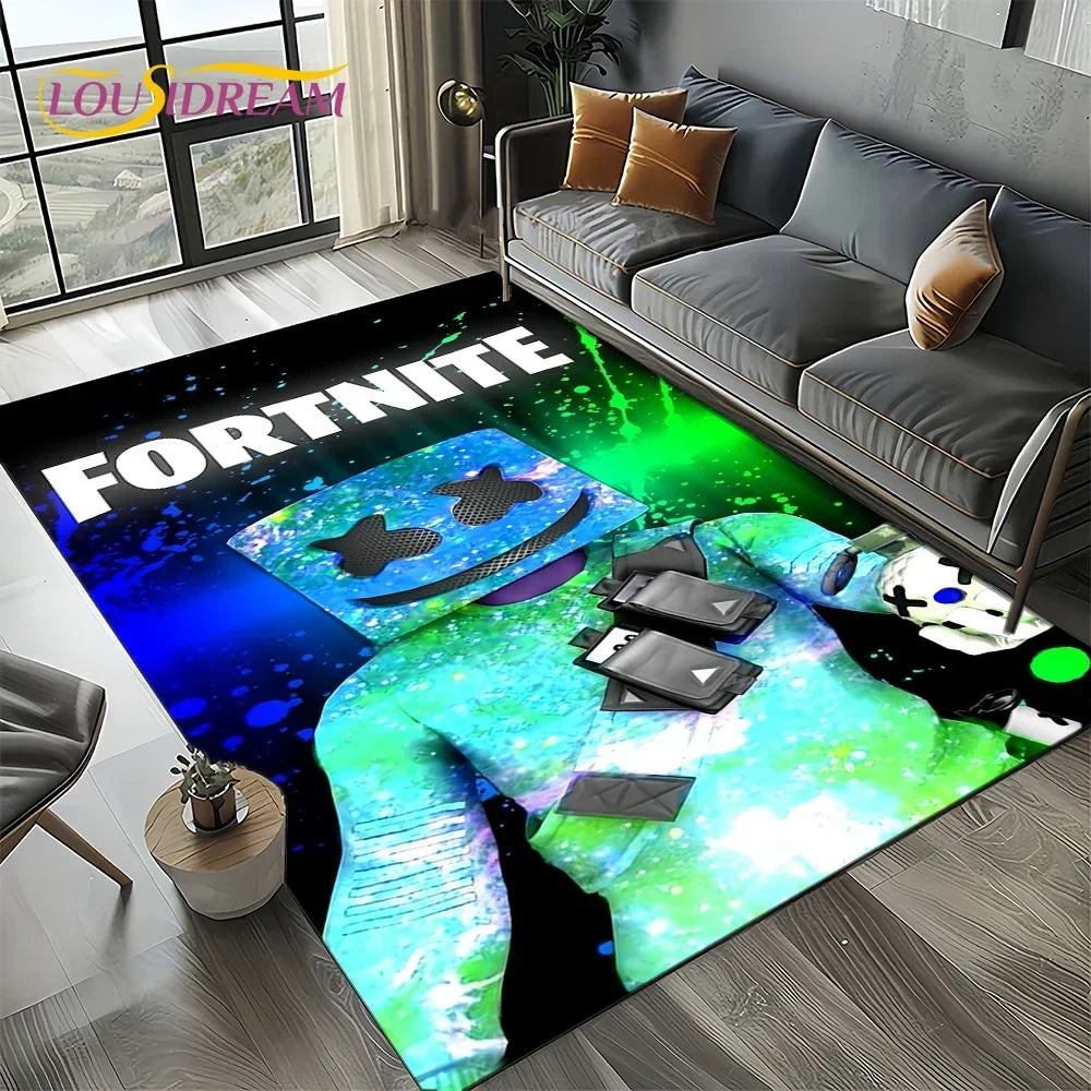 2025 Games 3D F-Fortnite Cartoon Carpet Rug for Living Room Bedroom Home Sofa Decoration, Kids Play Area Rug Non-slip Floor Mat