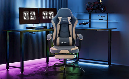 WOTSTA Gaming Chair with Footrest Gamer Chairs Ergonomic with Lumbar Cushion Headrest Chair Height Adjustable Computer Chair