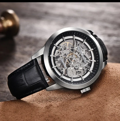 PAGANI DESIGN Business Man Watch Luxury Skeleton Hollow Leather Men's Wristwatch New Mechanical Male Clock