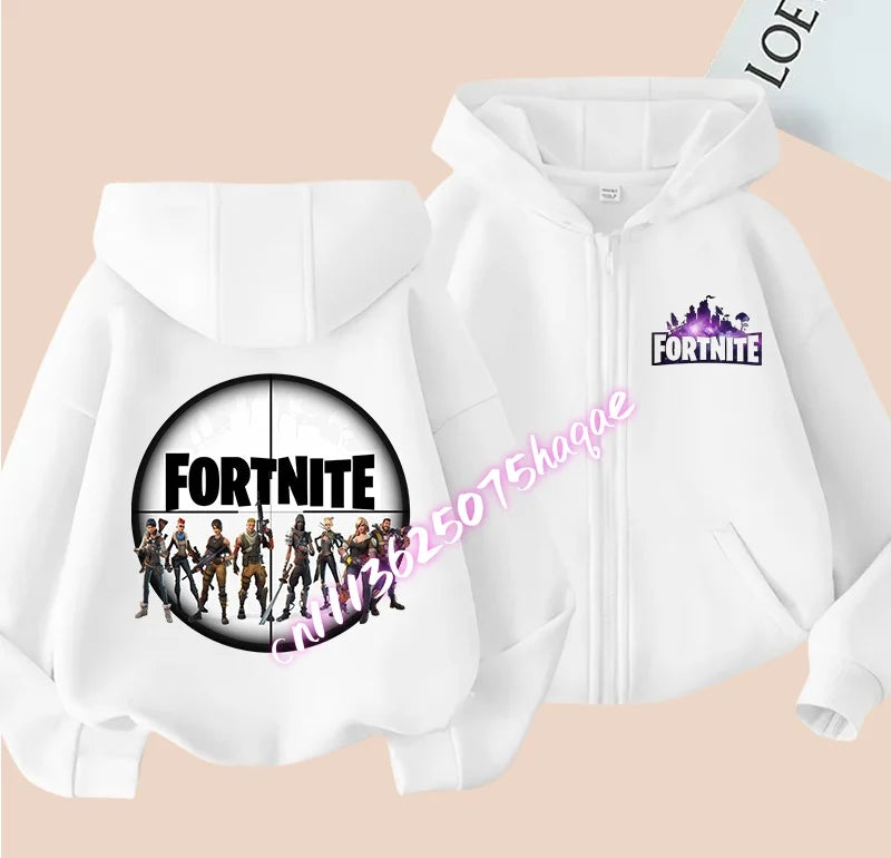 Nová detská mikina Fortnite so zipsom, kreslený anime štýl, ležérna a priedušná mikina s kapucňou pre chlapcov, kabát/bunda, jar 2026, detské oblečenie