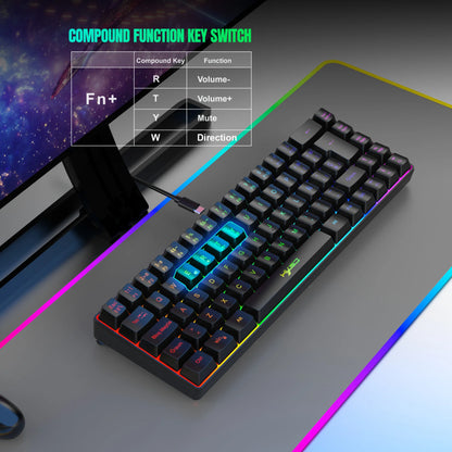 Hot Sale! Spanische kabelgebundene Gaming-Tastatur mit 69 Tasten und RGB-Hintergrundbeleuchtung, kompaktes 68%-Design, ein unverzichtbares Gadget für Büroangestellte und Gamer