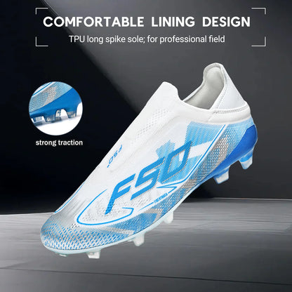 Anti-Slip AG/FG Soccer Boots, TPU Shock Absorption Sole, Durable PU Fabric Upper, Teen Boys and Girls Professional Field Sneakers