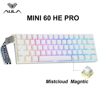AULA Mini60 HE/Pro/Max Tastiera meccanica wireless 60% con switch magnetici RGB Tri Mode 8000Hz 0.01mmRT per PC, regali per gamer