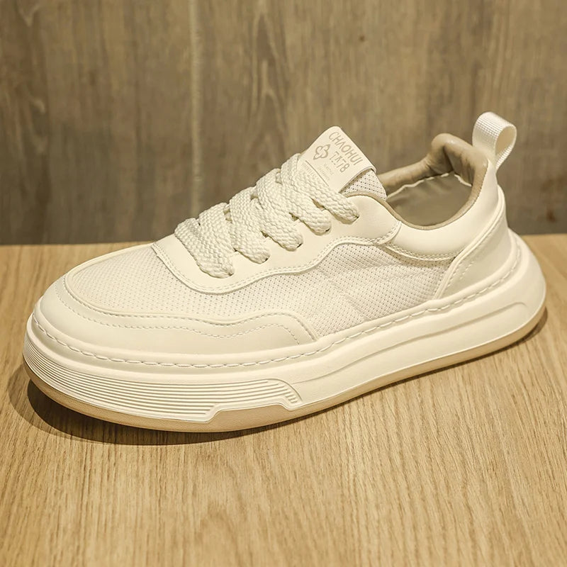 Ultraleichte atmungsaktive Mesh-Sneaker für Herren 2025 – modische Freizeitschuhe mit dicker Sohle, komfortable Schnür-Trainer für tägliche Spaziergänge