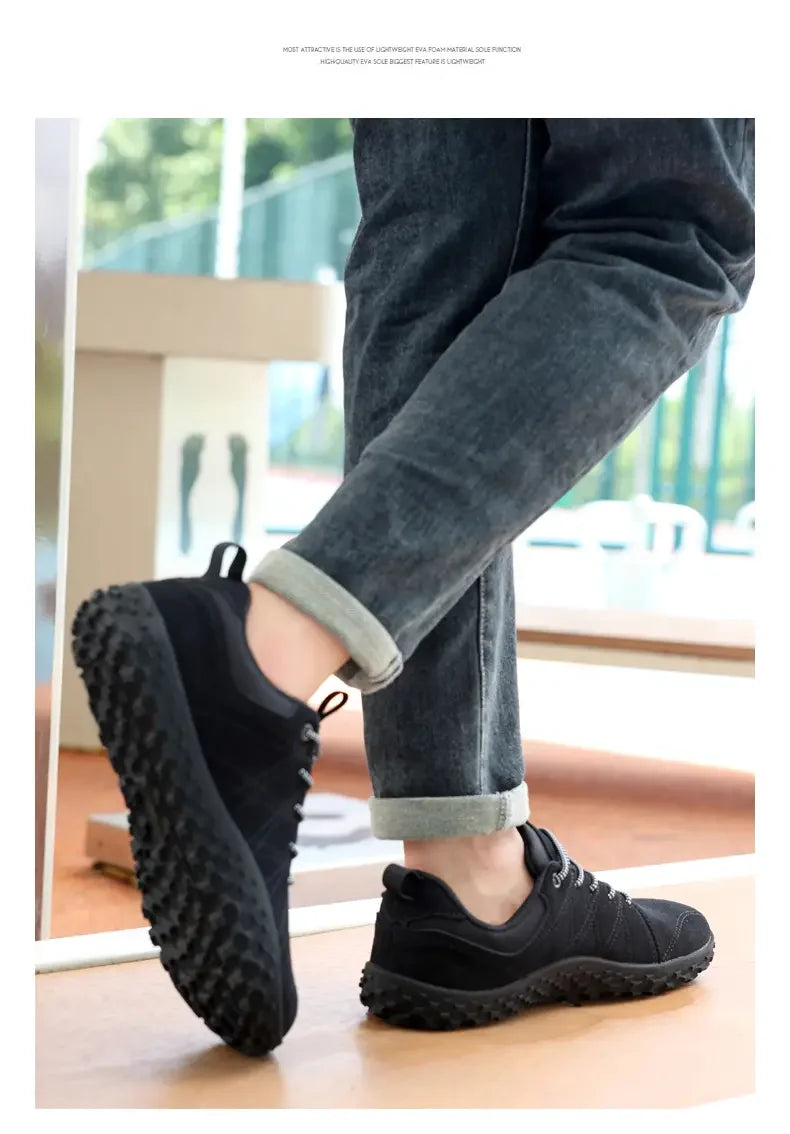 Suede Leather Shoes PU Fabric Wide Toe Shoe Anti-slip Hiking Shoe Workwear Men's Sports Shoes Women's Outdoor Walking Shoes