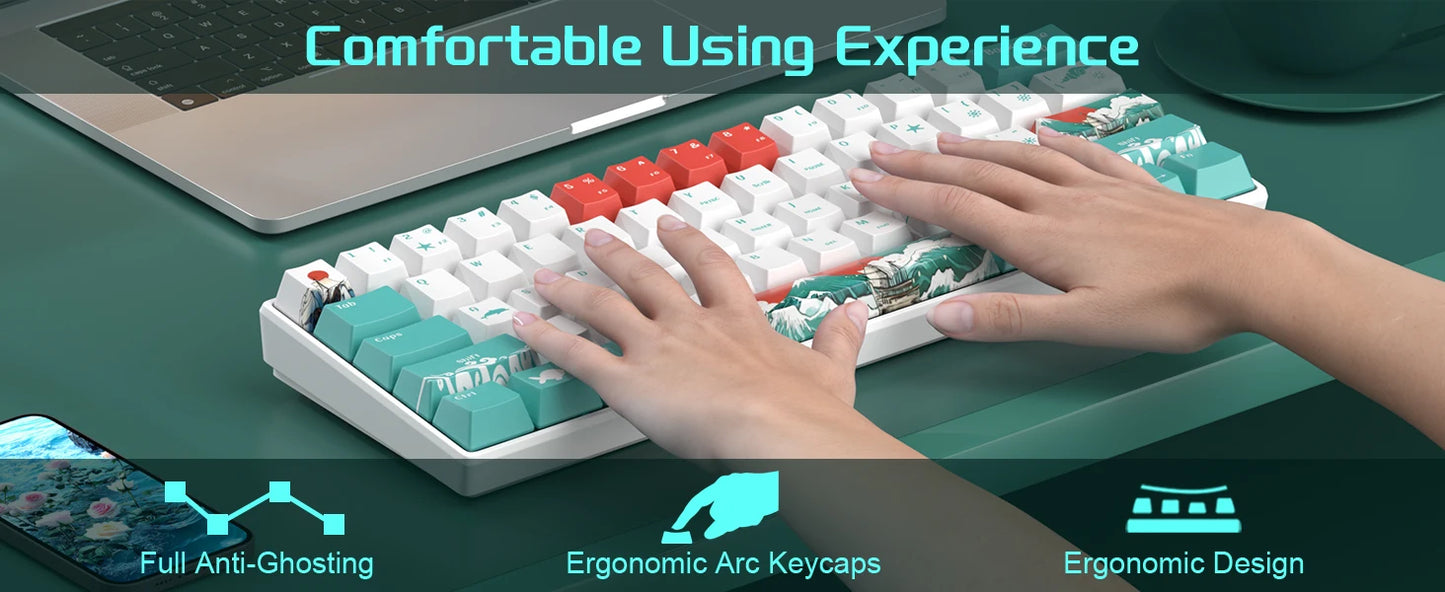 MageGee 60% mechanische Gaming-Tastatur, RGB, vollständig Hot-Swap-fähige Custom-Switches, 61 Tasten, Mini-Bürotastatur für Win/Mac-Laptop