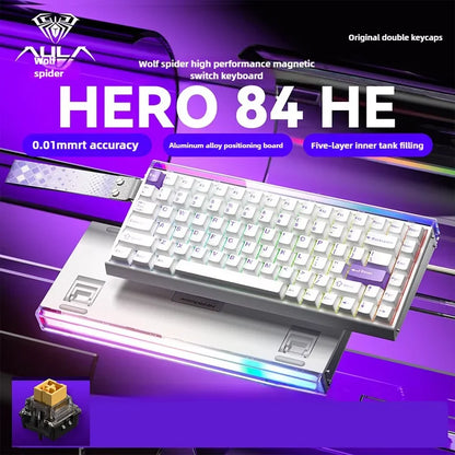 New AULA HERO 84HE 8K INSTOCK Magnetic Switch Gaming Keyboard E-sport Custom RGB Mechanical Keyboard Ergonomics Game Accessories