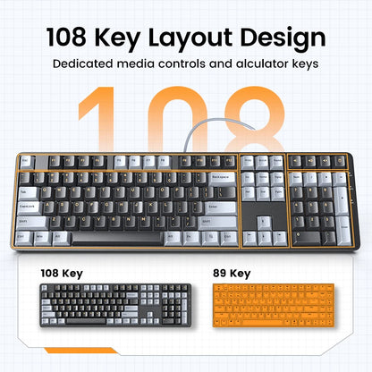 Tastiera meccanica UGREEN 108 tasti PBT, cablata, switch rossi, russo/coreano/EN, per desktop laptop Windows Mac OS Gaming