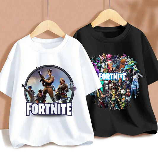 Sommer-Fortnite-Kinder-T-Shirt mit Cartoon-Spielfigur-Print, lässiges Sport-T-Shirt für Jungen, kurzärmelig, Kinderbekleidung