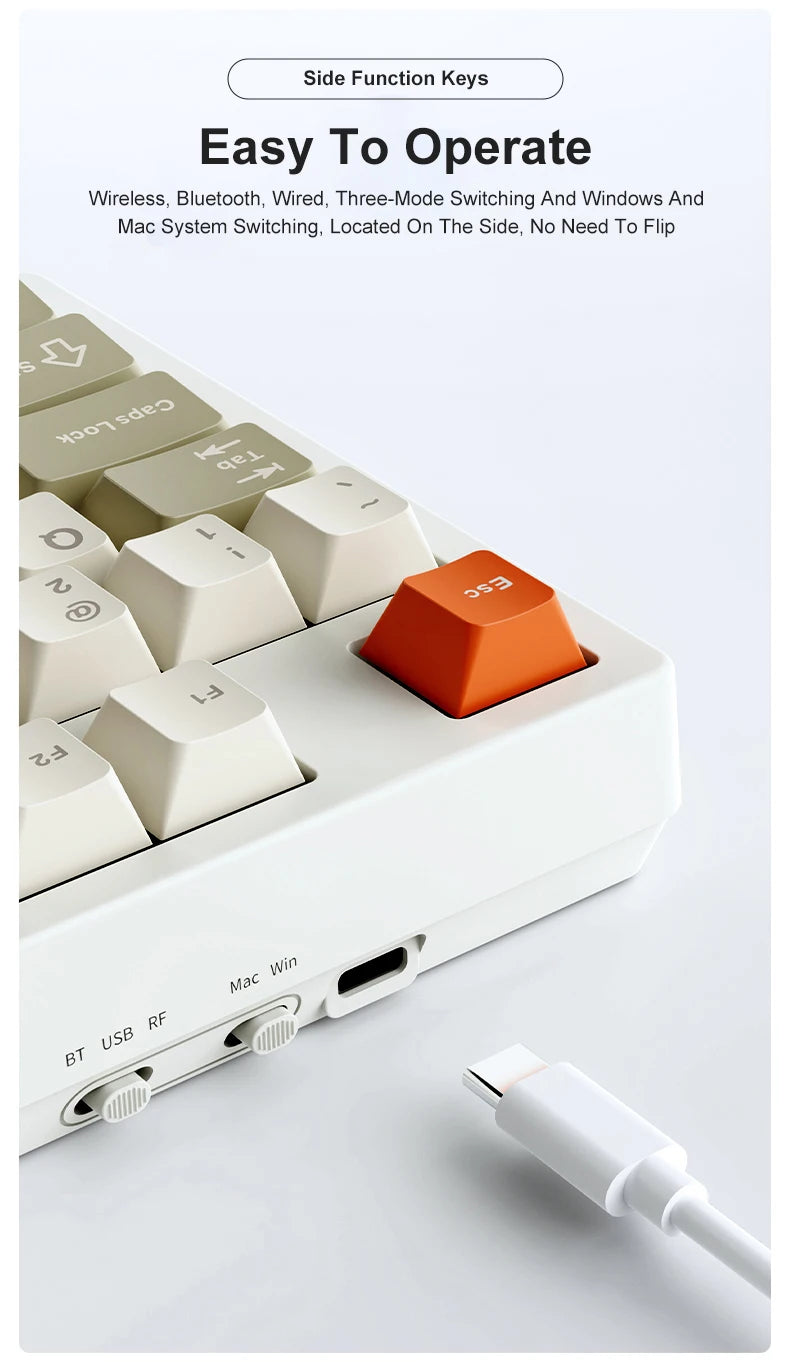 Novo teclado gaming AJAZZ AK35I V3 MAX tri-mode com fios, Bluetooth e sem fios, Gasket, hot swap completo, 104 teclas, teclado personalizado