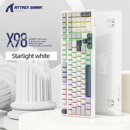 X98 Attack Shark Gaming Keyboard Wireless with Numeric Keypad, 102 Keys Hot-Swap RGB PBT Keycaps, 4000mAh Battery, Support PC/Laptop