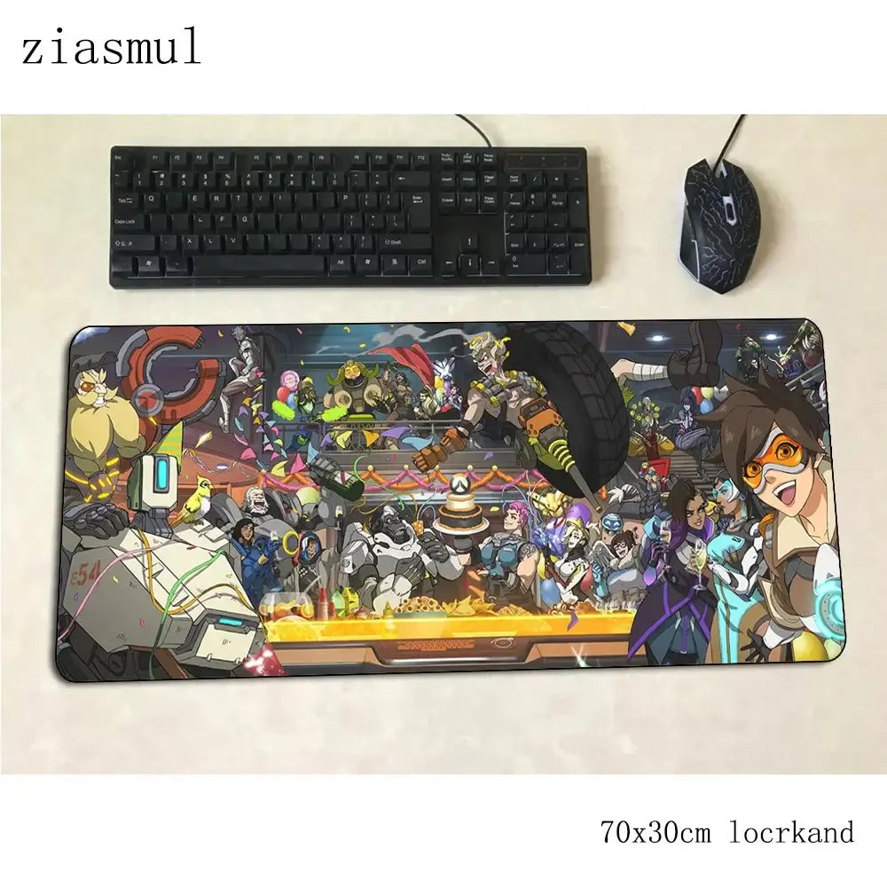Overwatch gamer-musemåtte, flot 70x30cm gaming-musemåtte til pc og notebook, skrivebordsmåtte til spil, æstetisk gamer-måtte og gamepad
