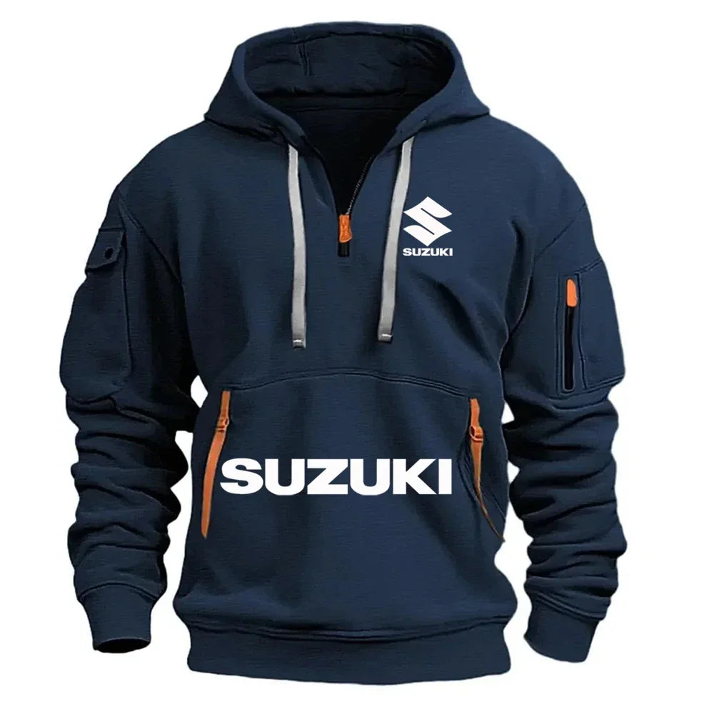 Suzuki's New Men's Hooded Sweatshirt Casual Outdoor Sports Sweatshirt Warm for Autumn and Winter Perfect for Motorcycle Enthusiasts