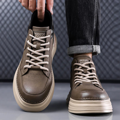 High Quality Men's Casual Leather Thick Bottom Oxford Shoes Fashion Outdoor Flat Top Quality Oxford Shoes Handmade Walking Shoes