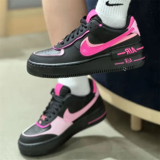 Nike AF1 Shadow Low Women's Casual Versatile Street Fashion Comfortable Sneakers Black Pink CI0919-006