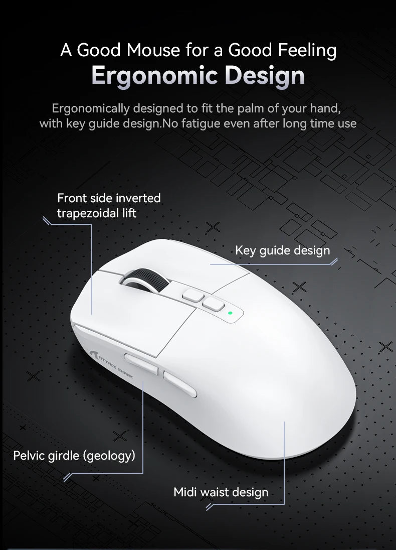 Attack Shark X6 Lightweight Wireless Gaming Mouse with 3 Mode Up to 26K DPI RGB Backlight Charging Base for Laptop Desktop