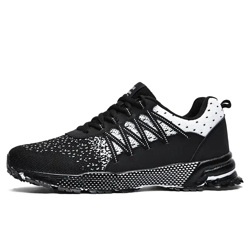 2025 Thick-Soled Sports Shoes Youth Mesh Breathable Running Shoes Trendy Spring Summer Korean Large Black and White Shoes Walk