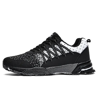 2025 Thick-Soled Sports Shoes Youth Mesh Breathable Running Shoes Trendy Spring Summer Korean Large Black and White Shoes Walk