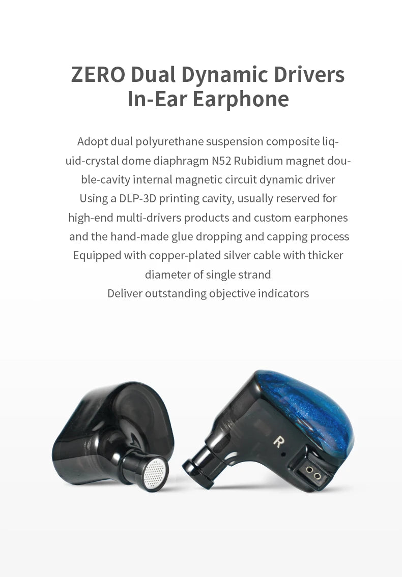 TRUTHEAR x Crinacle ZERO Earphone Dual Dynamic Drivers IEMs with 0.78 2Pin Cable game bass Earbuds