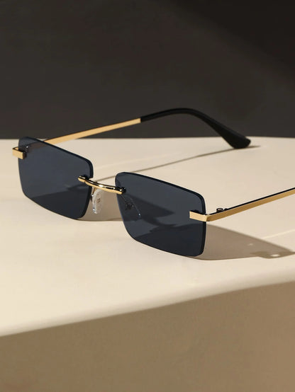 1/2PCS Unisex Metal Square Frame Fashio Rimless Sunglasses For Outdoor Beach Party