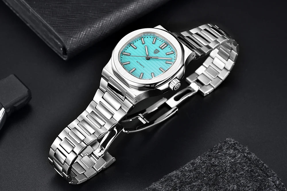 PAGANI DESIGN 2026 Neue luxuriöse Automatikuhr für Herren, mechanische Armbanduhr aus Edelstahl mit Saphirglas, 40MM, Barrel-Zifferblatt