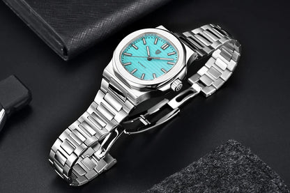 PAGANI DESIGN 2026 Neue luxuriöse Automatikuhr für Herren, mechanische Armbanduhr aus Edelstahl mit Saphirglas, 40MM, Barrel-Zifferblatt