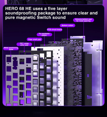 AULA HERO68 HE Tastatur mit Magnetschaltern, Rapid Trigger, 8K Polling Rate, Esports-Gaming-Tastatur, RGB, kabelgebundene mechanische Tastatur