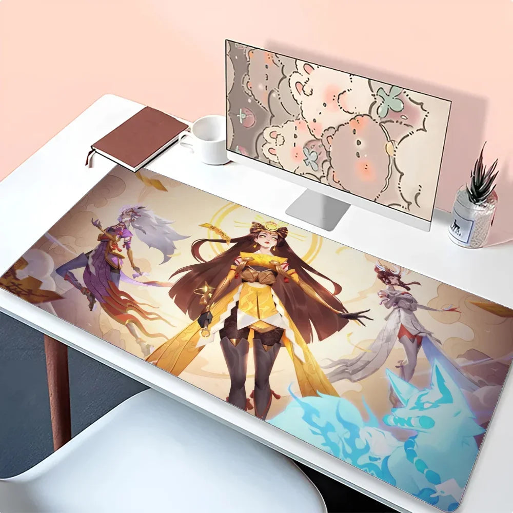 Tappetino mouse Amaterasu Kiriko Overwatch, tappetino da scrivania con base, accessori gaming Prime Gaming, tappetino XXL per tastiera con imbottitura