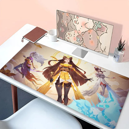 Tappetino mouse Amaterasu Kiriko Overwatch, tappetino da scrivania con base, accessori gaming Prime Gaming, tappetino XXL per tastiera con imbottitura