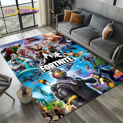 2025 Games 3D F-Fortnite Cartoon Carpet Rug for Living Room Bedroom Home Sofa Decoration, Kids Play Area Rug Non-slip Floor Mat