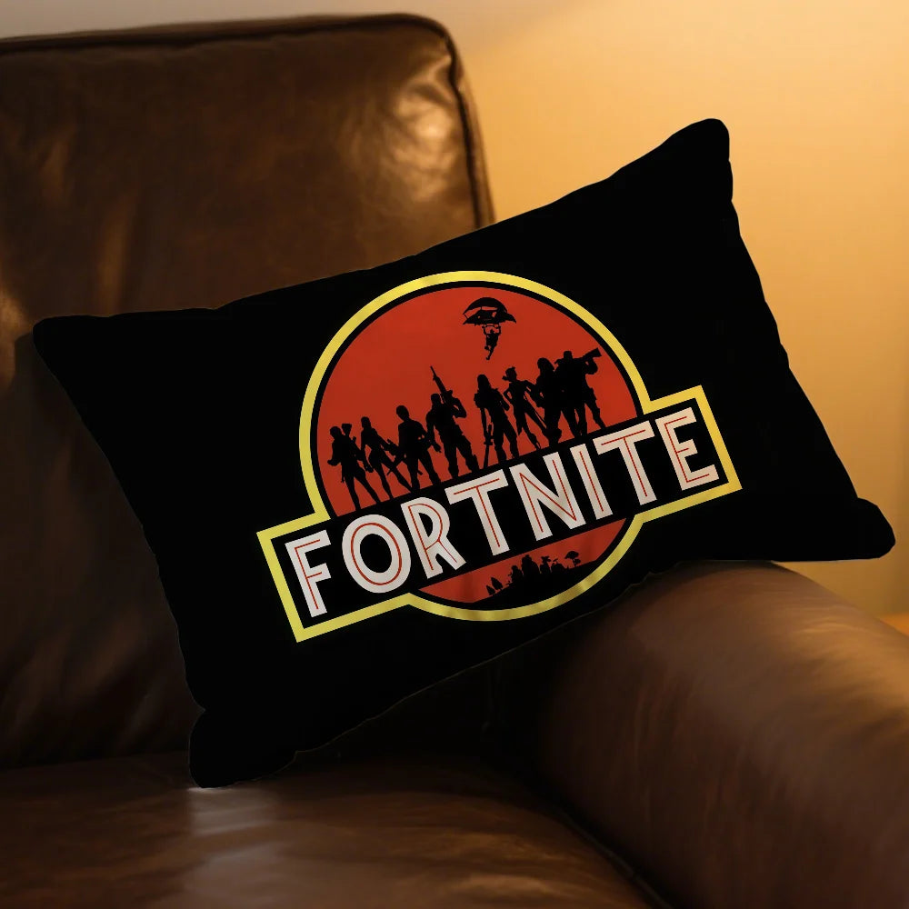 F-FORTNITE Game Logo Cushion Cover Rectangle Pillow Case Printing Bedside Sofa Room Home Decoration Pillowcase