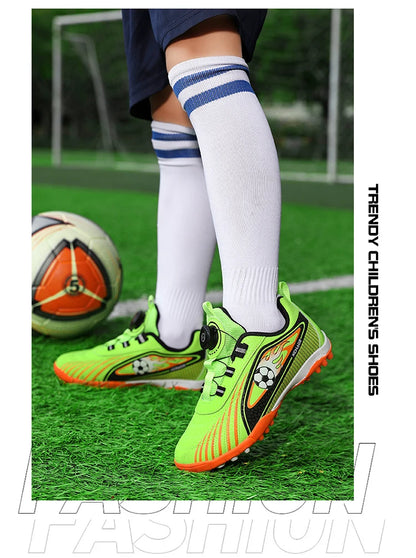 Children's Rotating Buckle Sneakers Students Competition Training Football Shoes Fashionable Lightweight Anti-slip Footwear