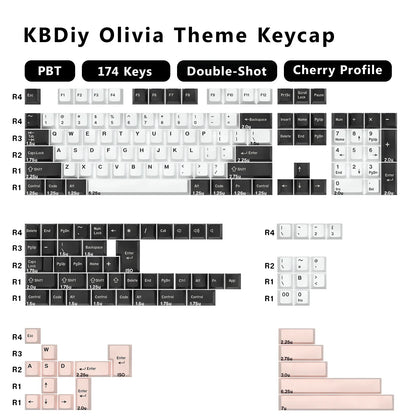 KBDiy GMK BOW Keycaps Cherry Profile Retro White And Black Double Shot PBT Keycap 7u for Mechanical Gaming Keyboard Key Caps Set