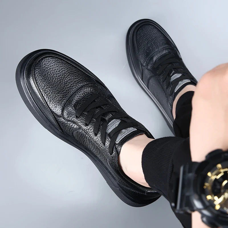 DIMANYU Men's Sneakers Genuine Leather 2026 New Summer Casual Shoes Men Platform Lace-Up Simple Fashion Breathable Shoes Men