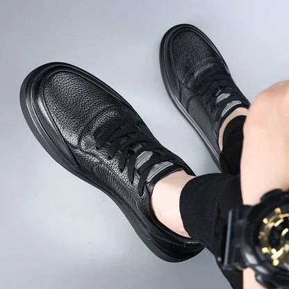 DIMANYU Men's Sneakers Genuine Leather 2026 New Summer Casual Shoes Men Platform Lace-Up Simple Fashion Breathable Shoes Men