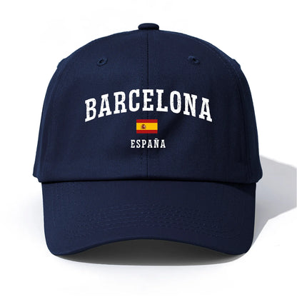 1pc BARCELONA Print Baseball Cap for Adults,Minimalist Retro Style Casual Soft Adjustable Dad Hat,Perfect As Gift