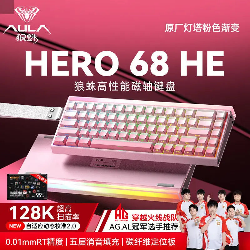 AULA HERO68 HE Tastatur mit Magnetschaltern, Rapid Trigger, 8K Polling Rate, Esports-Gaming-Tastatur, RGB, kabelgebundene mechanische Tastatur