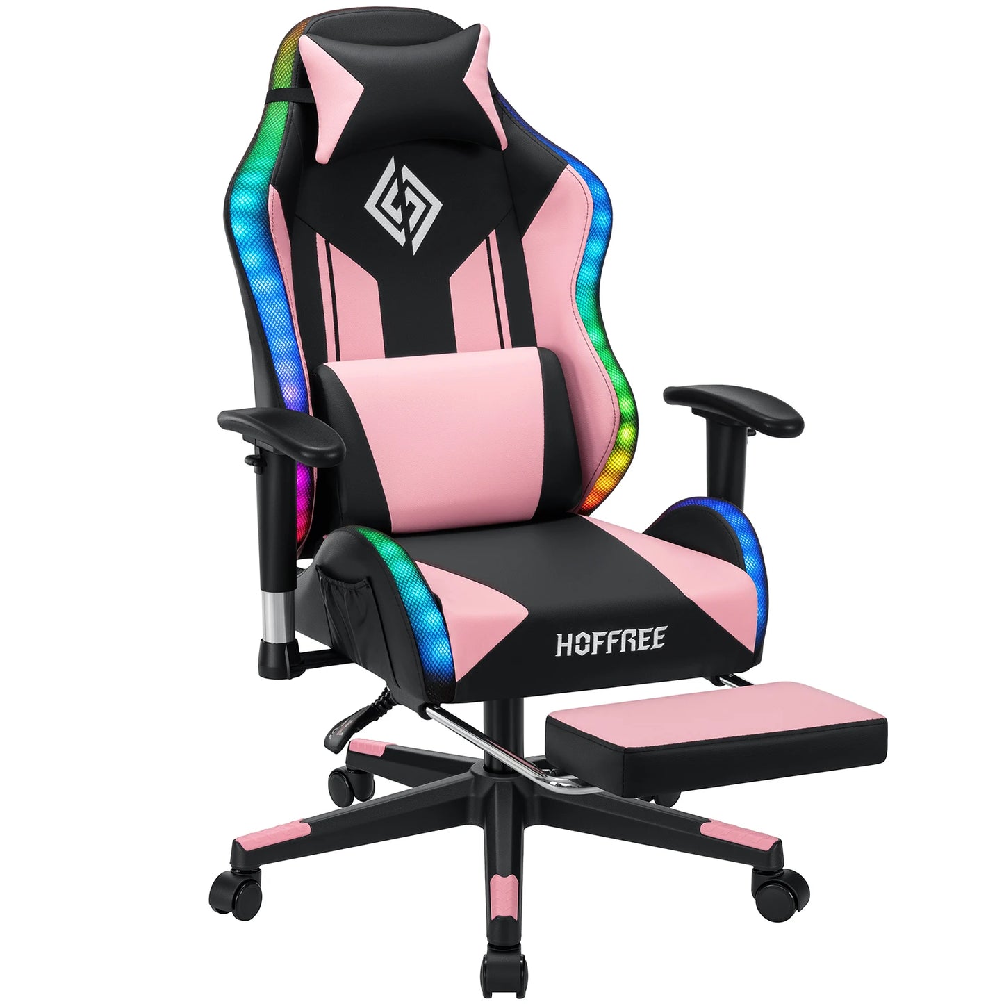 LED Gaming Chair for Children 8-15 Years, Adjustable Gamer Chair with LED Lighting, Footrest & Lumbar Support, Ergonomic PC Chair