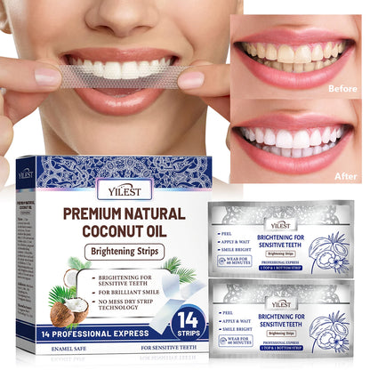 14 Strips Teeth Whitening Strips,Remove Plaque Stains Cleaning Oral Hygiene Sensitivity Relief,Fresh Breath Brighten Tooth Care